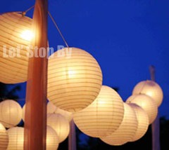 12x Round 12″ Paper Lanterns LED Lamp Light Wedding Birthday Party Floral Event