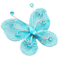 Organza Butterflies 26 Pack Wire Mesh Glitter Craft Wedding Decoration 7 Colors