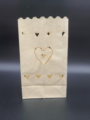 50 Heart Luminary Bags – White for Wedding Valentine Romance Love Luminaria