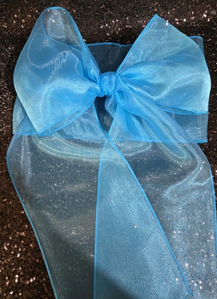 16 pc Sheer Chair Decor Bow Sash 104″ x 7″ Turquoise Wedding Party Event Organza