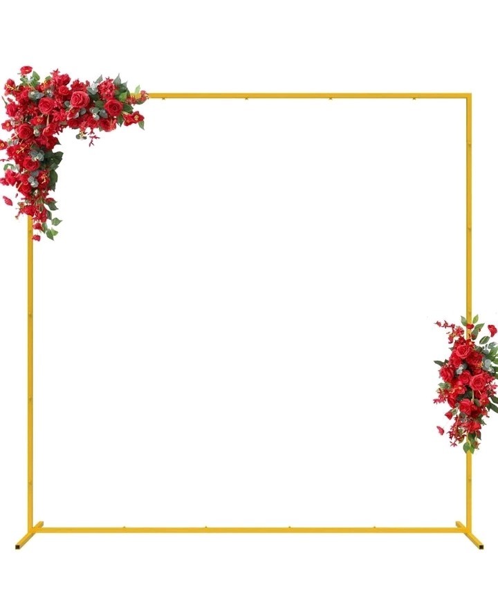 Wedding Arch 6.6FT x 6.6FT Square Backdrop Stand Gold Metal Balloon Arch…
