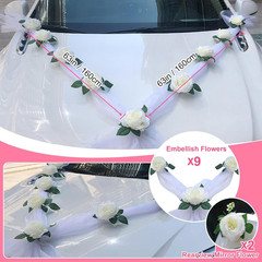 Elegant Wedding Car Decoration Kit with Floral Garland and Satin Bows