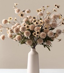 Fake Kiku Flowers, Faux Silk Pompon Mums Artificial Flowers,