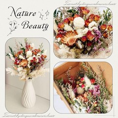 17″ Dried Flower Bouquets, Natural Dried Flowers with Dried