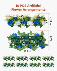 VEVOR Flower Balls Wedding Centerpieces Fake Flower Arrangement Blue+White 10PCS