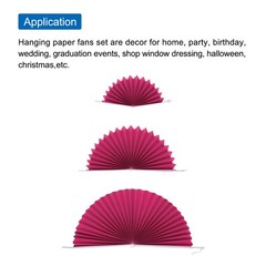 12Pcs Hanging Paper Fans Party Set Decoration for Birthday Wedding Rose Red