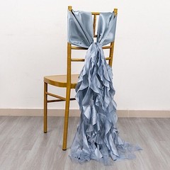 5 DUSTY BLUE Curly Willow Chiffon Satin CHAIR SASHES Party Event Decorations