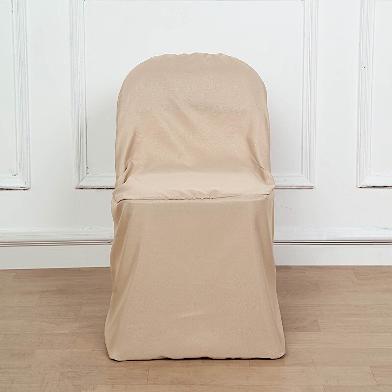 6 Nude Polyester FOLDING CHAIR COVERS Wedding Banquet Reception Decorations