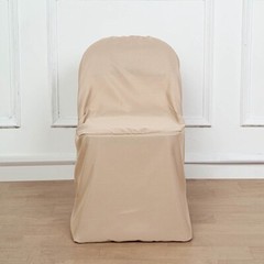 6 Nude Polyester FOLDING CHAIR COVERS Wedding Banquet Reception Decorations
