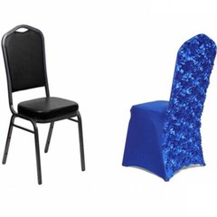 Royal Blue Satin Rosette SPANDEX Stretchable Banquet CHAIR COVER Wedding