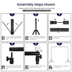 Portable Reverse-Folding Backdrop Stand Kit, 10ft x 6.5ft (W x H) Adjustable