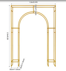 7.9ft Gold Wedding Arch Backdrop Stand, Square Arch Double Metal Balloon Arch