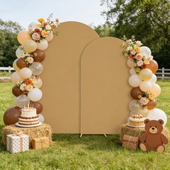 Brown Arch Covers 7.2 & 6ft Spandex Arch Cover Khaki Wedding Arch Cover Set of 2