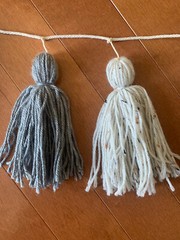 Gray Tassel Garland Yarn Pom Banner Decorative Wall Hanging Decor College Dorm