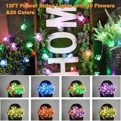 Cherry Blossom Lights, 13 FT 40 LEDs Multicolor Flower String Rgb Flower