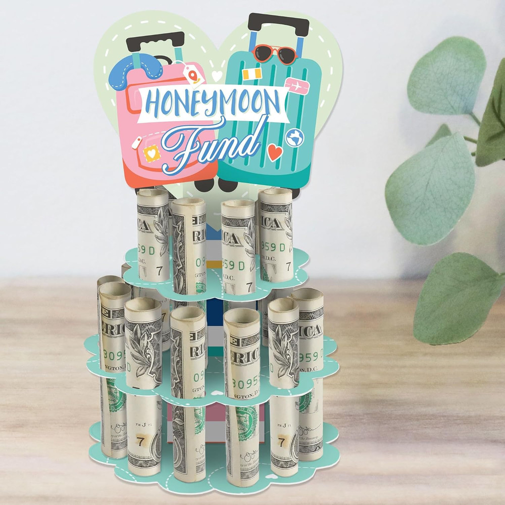 Honeymoon Fund – DIY Wedding or Engagement Party Money Holder Gift – Cash Cake