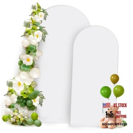 Arch Backdrop Cover Set 2 Sided Stretchy Spandex Fitted 7.2 ft, 6 ft White
