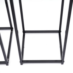 3Pc Black Metal Square Plant Stands Set Tiered Display 20×20×50–26×26×70 cm