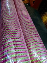 2 Rolls Deco Mesh 21″ Genuine Craig Bachman 30Ft, Metallic Hot Pink & Lime Green