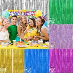 1-4 Photo Backdrop Metallic Foil Fringe Curtain Tinsel Party Birthday Door Decor