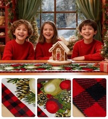 Christmas Table Runner,13”X72” Seasonal Christmas Decorations Table Runner,