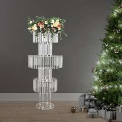 5-Tier Flower Stand for Wedding, Crystal Flower Stand
