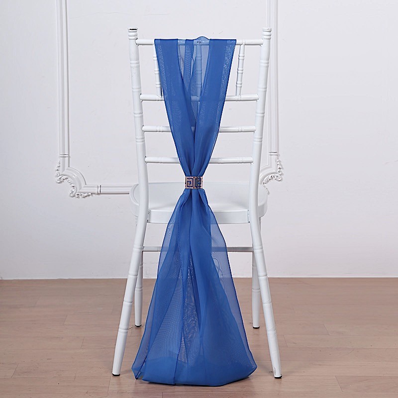 10 Royal Blue Premium Chiffon Wide CHAIR SASHES Wedding Reception Decorations