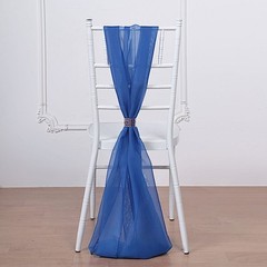 10 Royal Blue Premium Chiffon Wide CHAIR SASHES Wedding Reception Decorations
