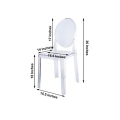 CLEAR 36″ Transparent DINING CHAIR Oval Back Wedding Reception Party Decorations