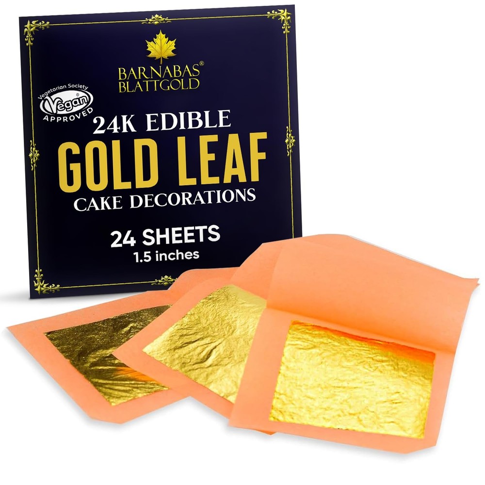 Barnabas Edible Gold Leaf 24K – Cake Decorations, Loose Gold Leaf Sheets for …
