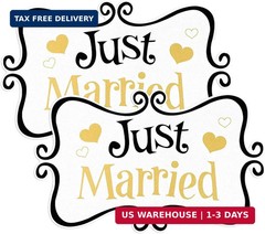 2 Pack Just Married Car Decals, Large Wedding Vehicle Door Signs, Waterproof