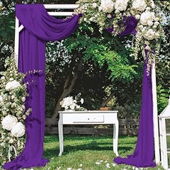 Wedding Arch Draping Fabric 1 Panel 20FT Chiffon 28″ x 20FT 1Panel Purple