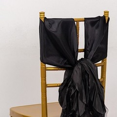 5 BLACK Curly Willow Chiffon Satin CHAIR SASHES Party Event Decorations Supplies