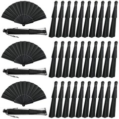 Wenqik 80 Pcs Wedding Folding Hand Fans Bulk Silk Fabric Chinese Handheld Fol…
