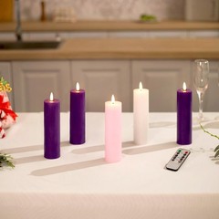 Pillar Advent Candles Set of 5, Battery Operated Advent Candle Set with Remot…