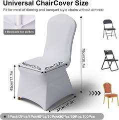 Spandex Banquet Chair Covers 100 Pcs White for Wedding Party | Stretch Polyester