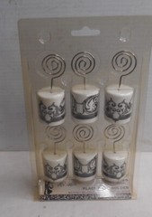His & Hers Place Card Holders Set of 6 Wire Silver 1-1/8″ W Wedding White/Black