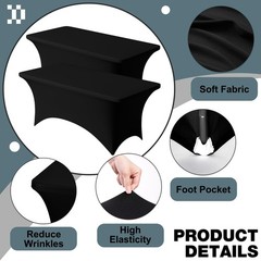 Trlyc 2 Pack 6FT Spandex Table Cloth – 72 x 30 Inch Rectangular Stretch Table…