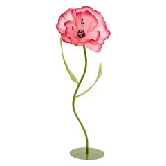 Set Of 3 Artificial Corn Poppy Floor Stems Dark Pink EVA Iron Bases