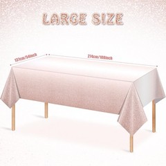3 Pack Ombre Rose Gold Plastic Tablecloth for Parties, Gradient Pastel Rose G…