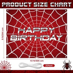 Happy Birthday Spider Web Backdrop Party Decoration Supplies Theme Banner Bac…