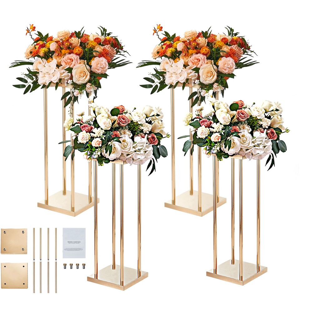 Uimoso Set of 4 Metal Cylindrical Flower Stands for Events, 31.5 inches