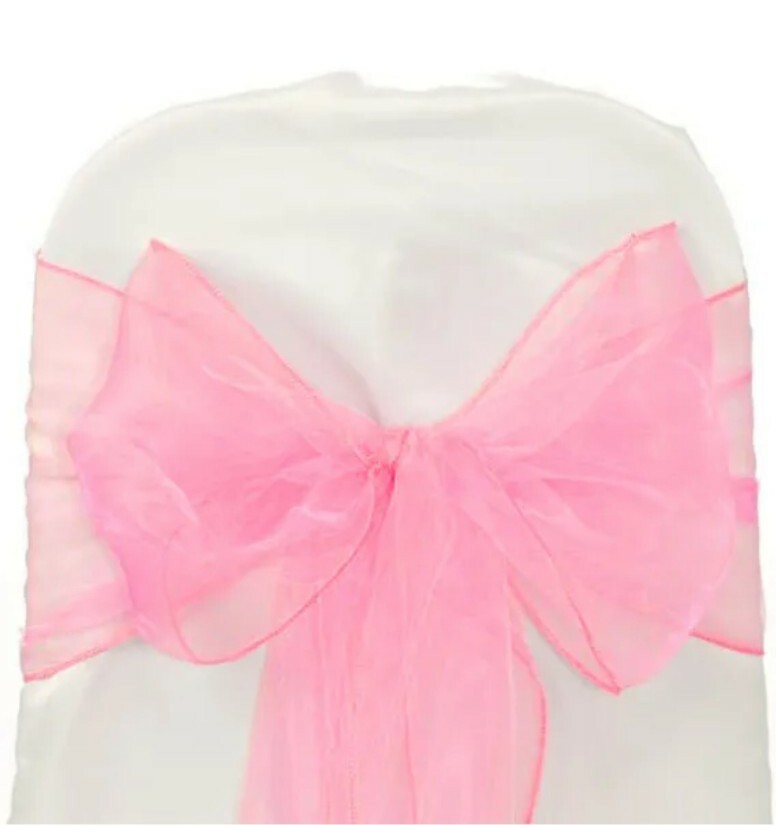 130pc Organza Chair Sashes Bows Wedding Banquet Party Event Decor New – Pink
