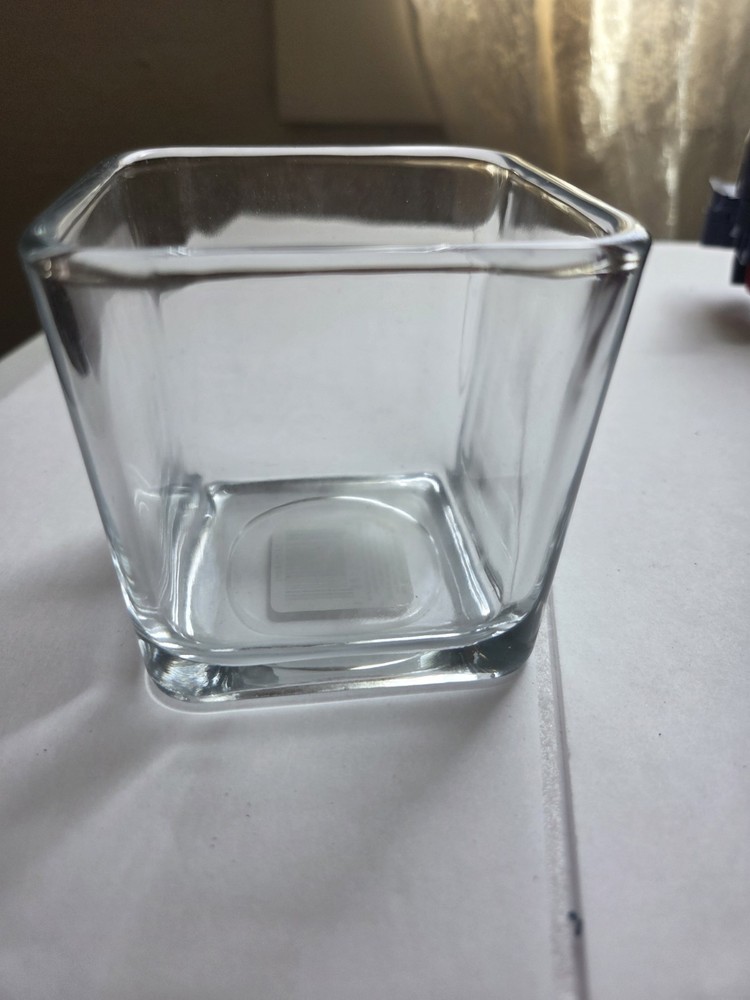 12 pcs 3 1/2″ Square Clear Glass Wedding Centerpieces Vase NIB
