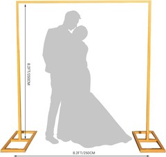 GRAVEE 8.2×8.2 FT Square Metal Wedding Arch Backdrop Stand Party Events Decor