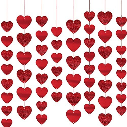 15 Pcs Heart Shape Hanging String Garland Kids Party Decor Valentine’s Day
