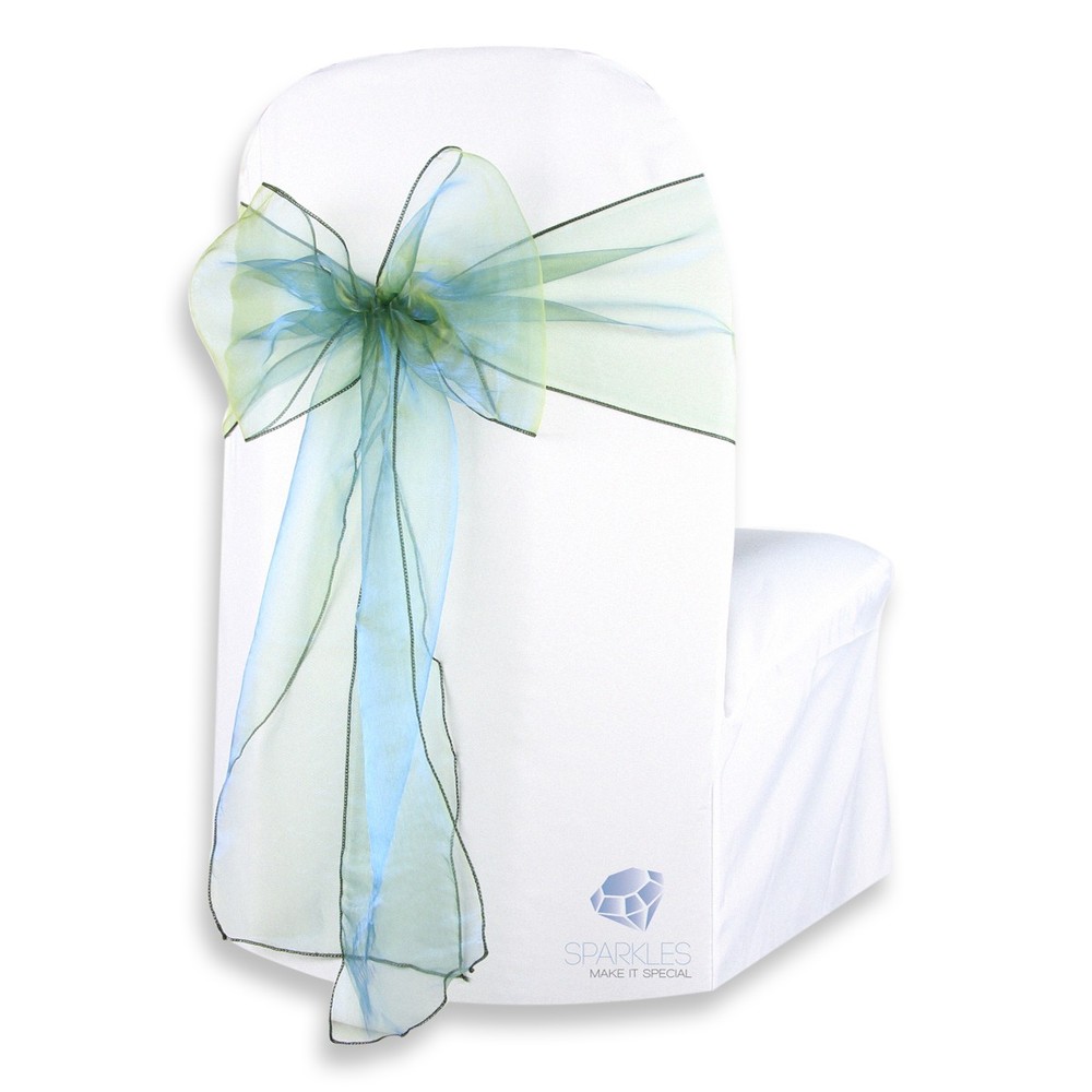 50 pcs Organza Chair Cover Bow Sash 108″x8″ – Hunter Green – Wedding Party ky