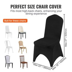 50Pcs Black Polyester&Spandex Stretch Chair Covers for Dining&Wedding