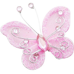 Organza Butterflies 26 Pack Wire Mesh Glitter Craft Wedding Decoration 7 Colors