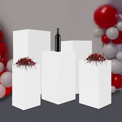 5 Pack Modern Square Cake Pedestal Stands Iron White For Cake Shops Weddings